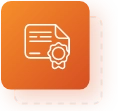 Small orange square with white icon for FCC licensing