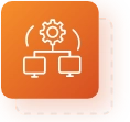 Small orange square with white icon for network integration