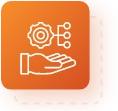Small orange square with white icon for project management
