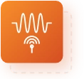 Small orange square with white icon for radio frequency design