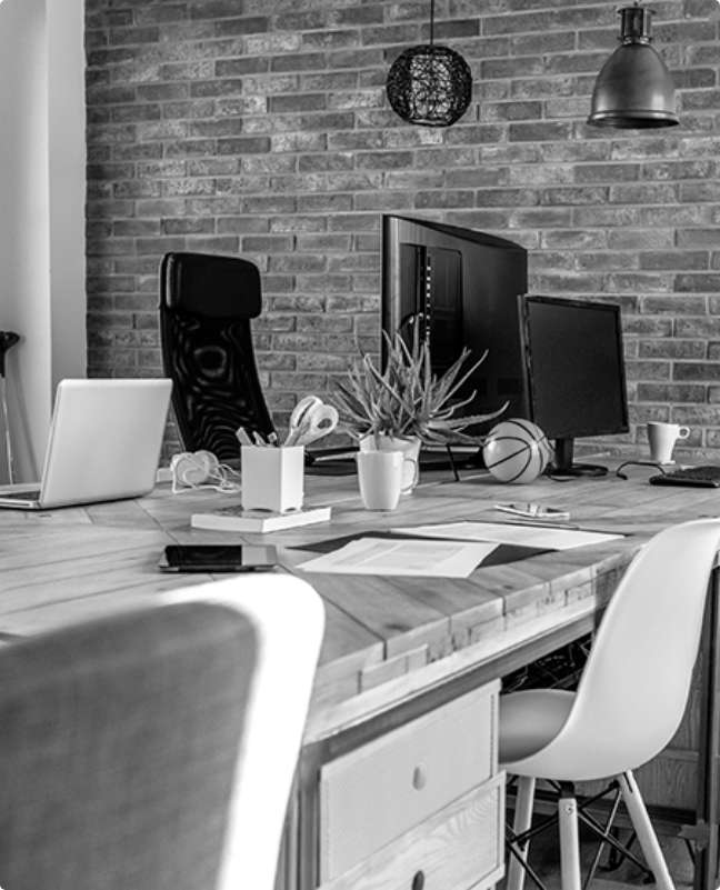 A modern office with desks